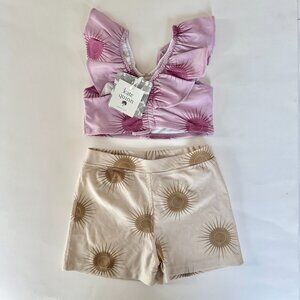 Kate Quinn Swim Set | Sun Print Top + Neutral Bottom | NWT + GUC | 2T